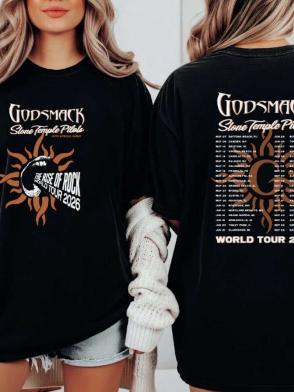 Godsmack Stone Temple Pilots The Rise Of Rock Tour 2026 T-Shirt